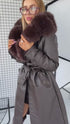 "PUDDING CV2184" Faux Leather Trench – Brown